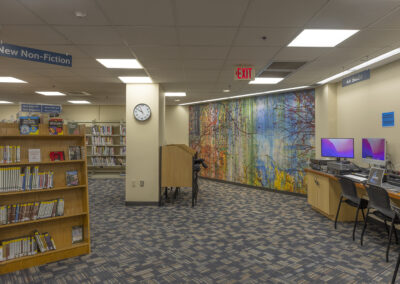 Cheshire Public Library, interior with mural
