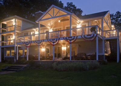 Lake Pocotopaug house at night