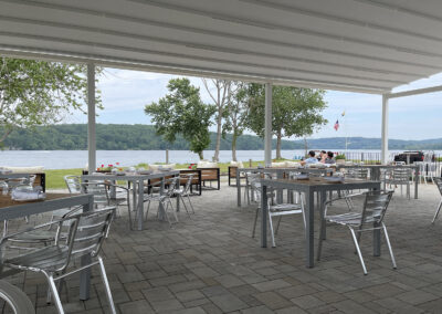 Marker 37 at Chester Point Marina, exterior dining area with river view