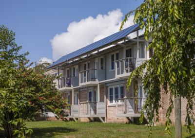 Mercy Center, exterior view of balconies