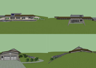 Earth Sheltered House, elevation views