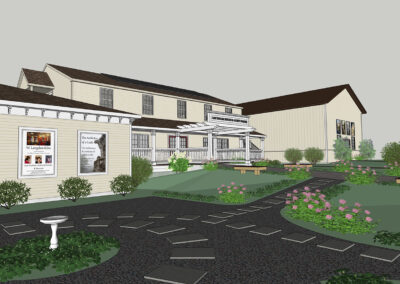 East Haddam Historical Society Museum, rendering of front landscaping and display posters